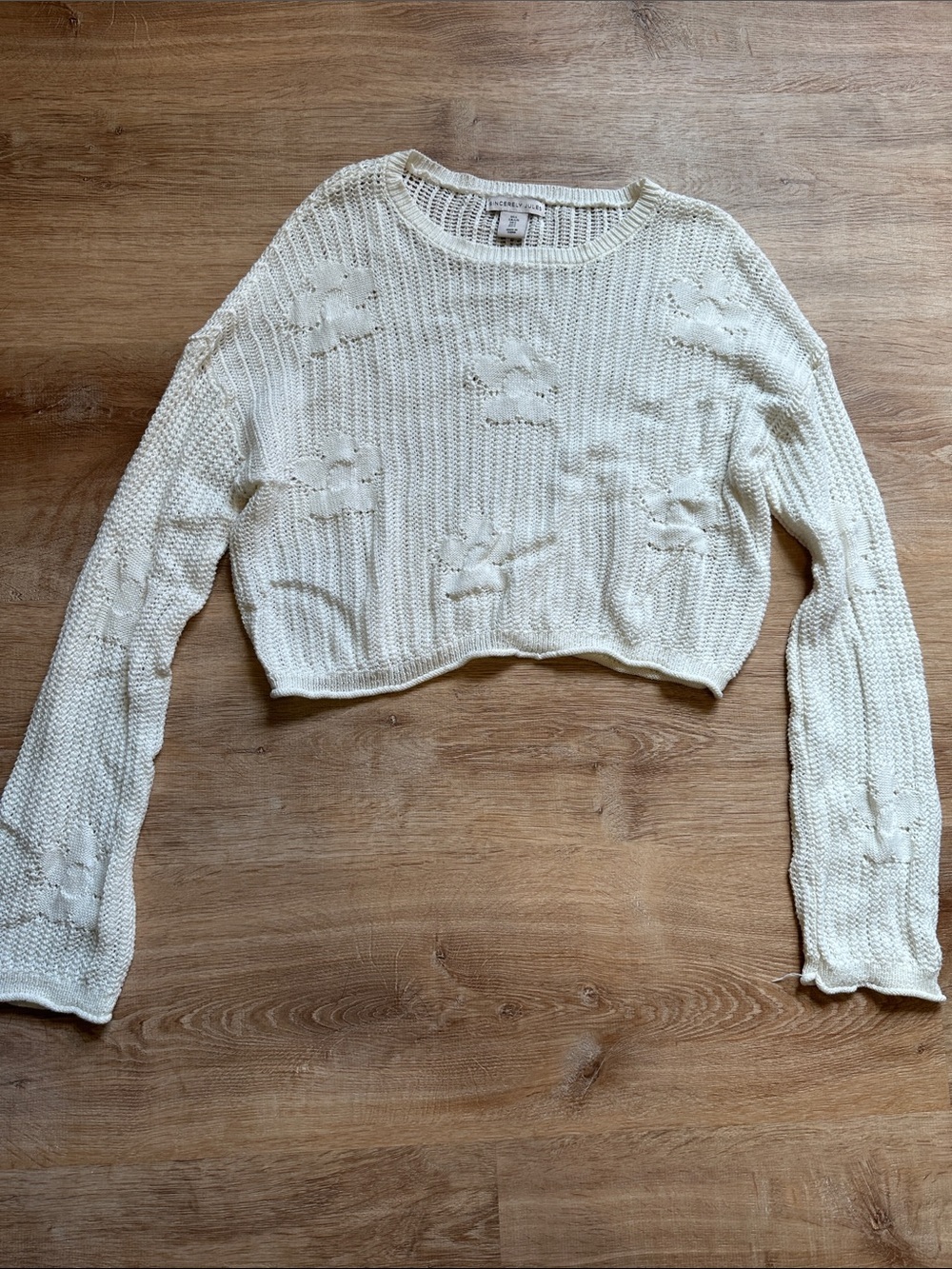 Sincerely Jules Open Weave Cream Knit Top